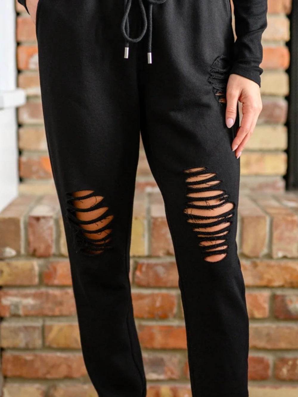 Women’s Distressed Black Joggers Brand New Still Medium